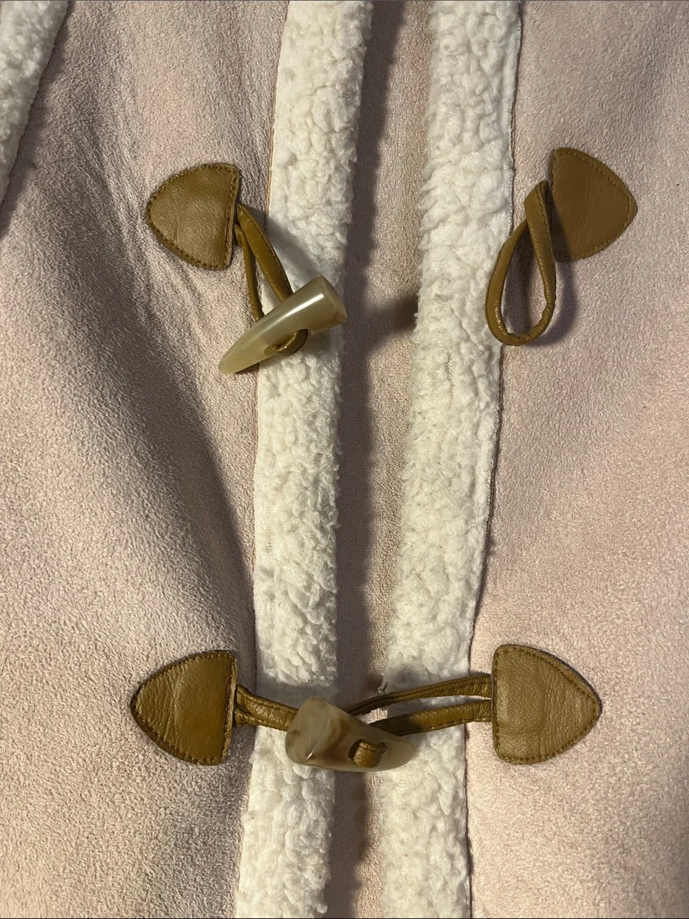 Old Navy Cream Hooded Pea Coat with Faux Shearling Trim